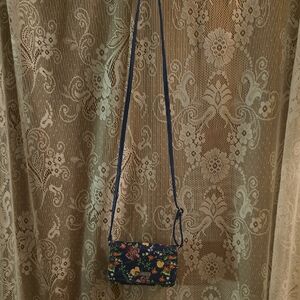 New Koltov Floral Blue Crossbody‎ Small 5x7 Bag